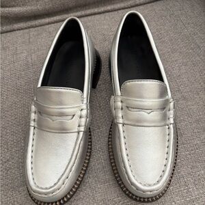 Freda Salvador Silver Metallic Elba Loafers